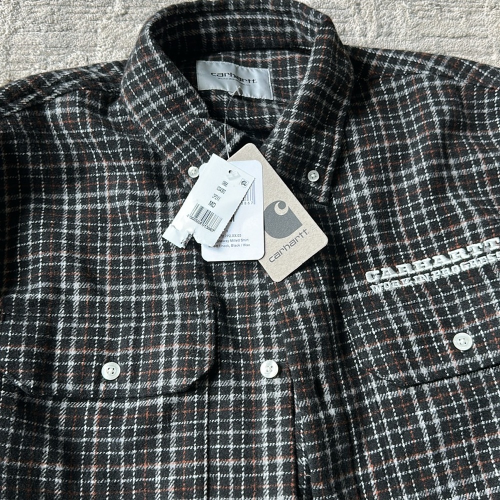 Carhartt WIP Runaway Millett‎ Logo Check Twill Shirt Size Medium - Picture 7 of 9